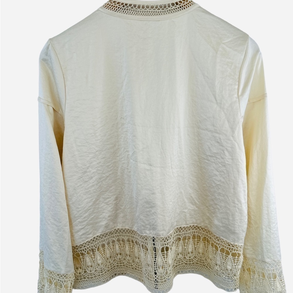 Hinge Silk & Crochet Cream Bomber Jacket - Picture 9 of 11